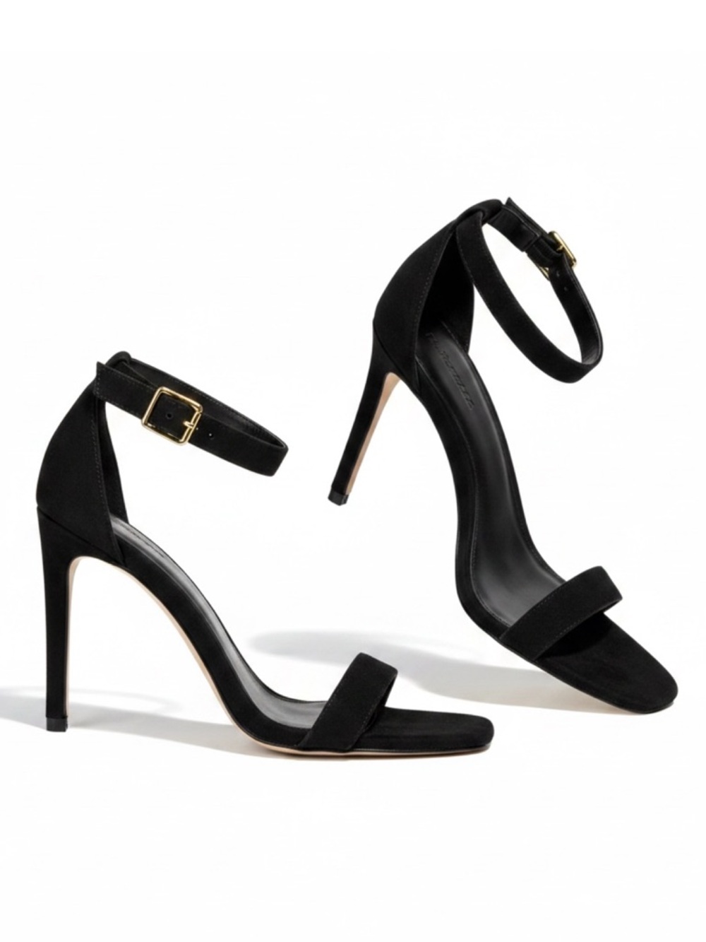 REFORMATION Kelly Suede Sandals, Black, 9.5”